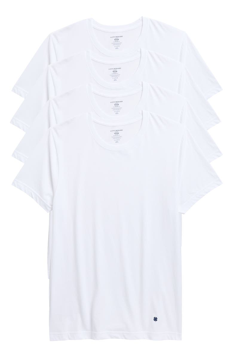 Lucky Brand 4-Pack Short Sleeve Crew Tees, Main, color, White