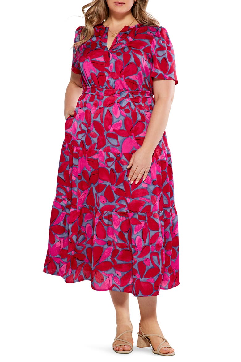 Happy Splash Tiered Dress, Main, color, PINK MULTI