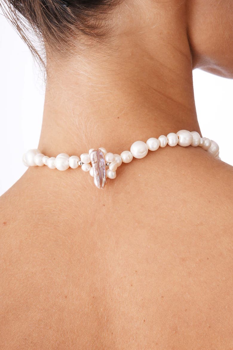 Natural Pearl Statement Necklace With Seashell Pendant, Alternate, color, White