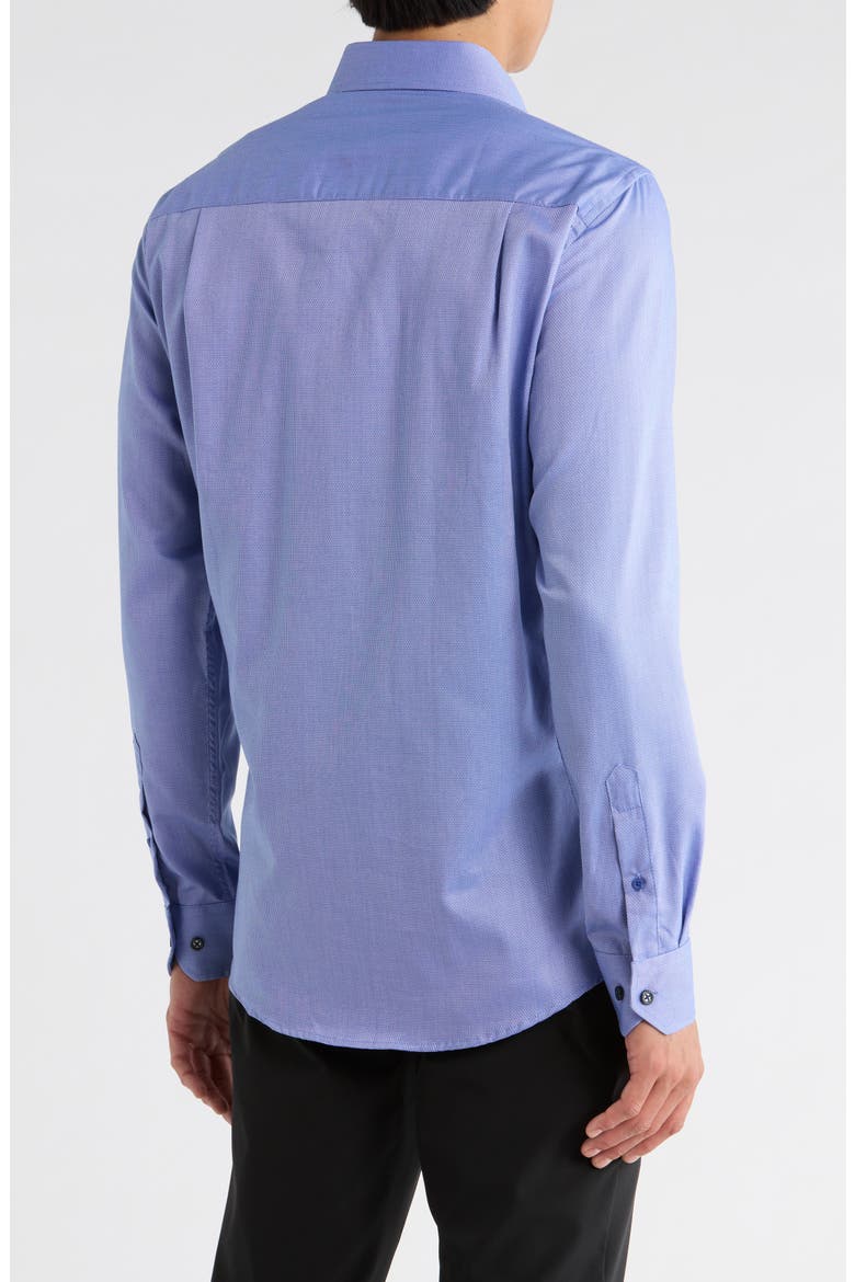 Slim Fit Textured Stretch Cotton Dress Shirt, Alternate, color, BLUE