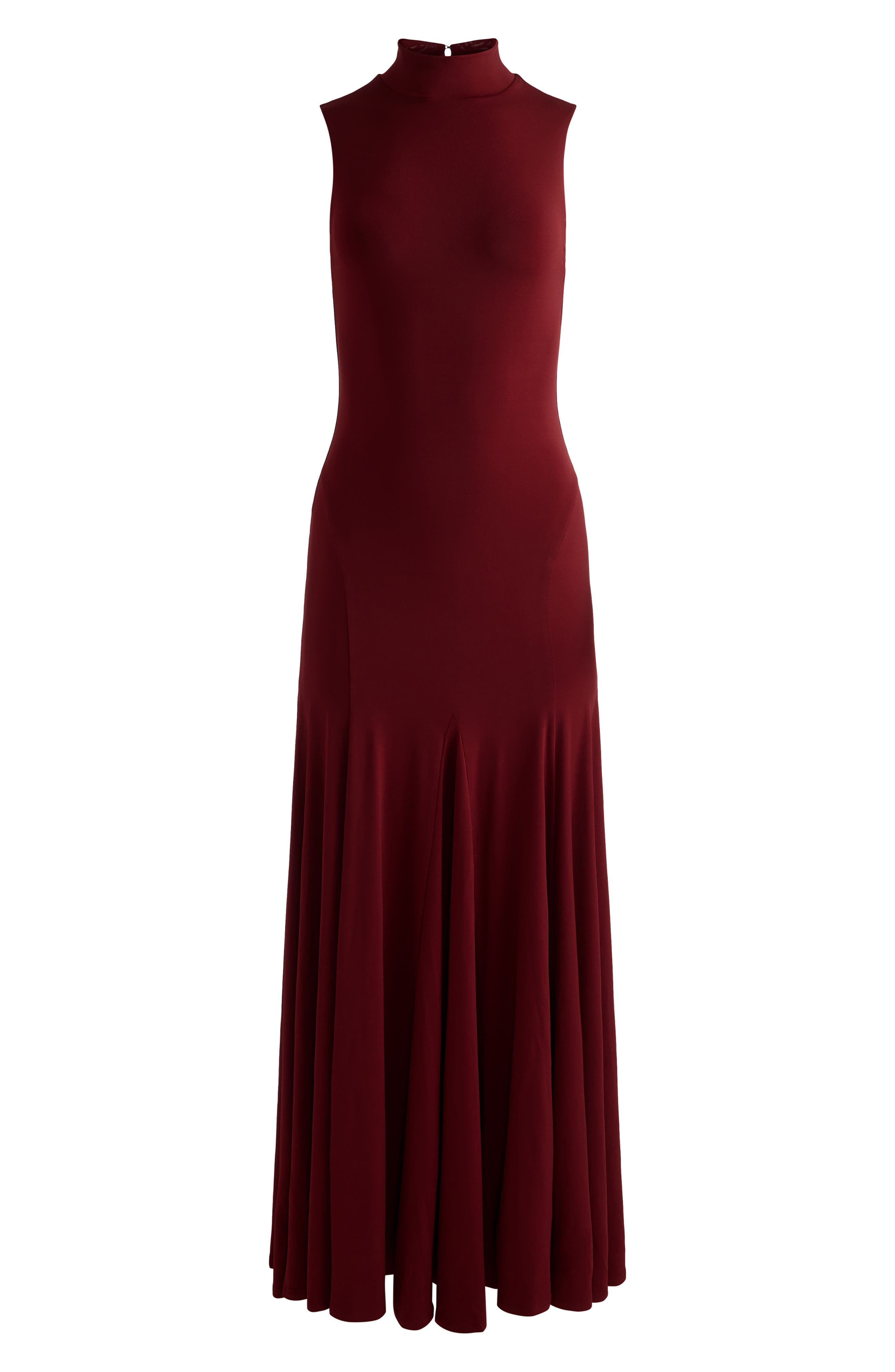 alice and olivia augusta open back maxi dress ALICE + OLIVIA Augusta Open Back Sleeveless Turtleneck Maxi Dress