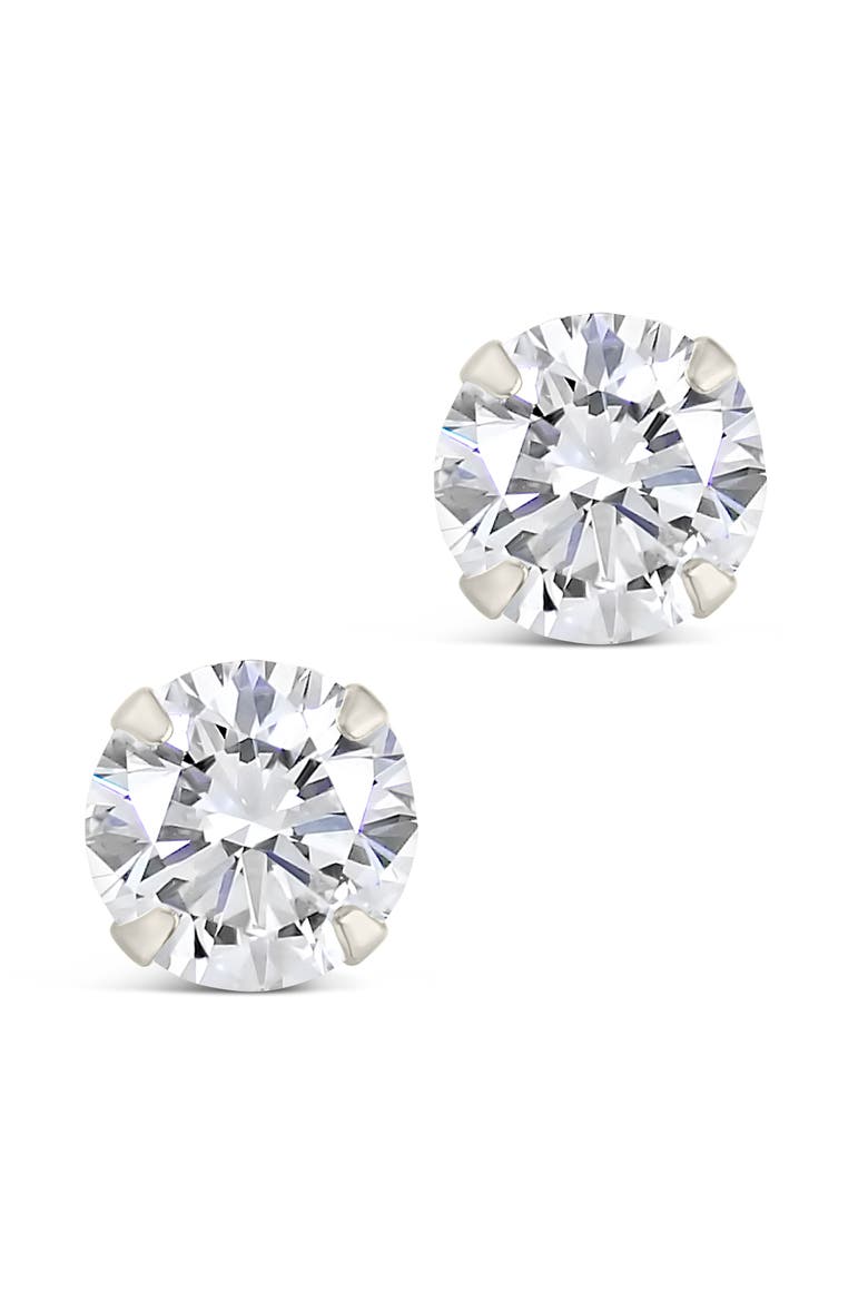 Cubic Zirconia Stud Earrings, Alternate, color, SILVER