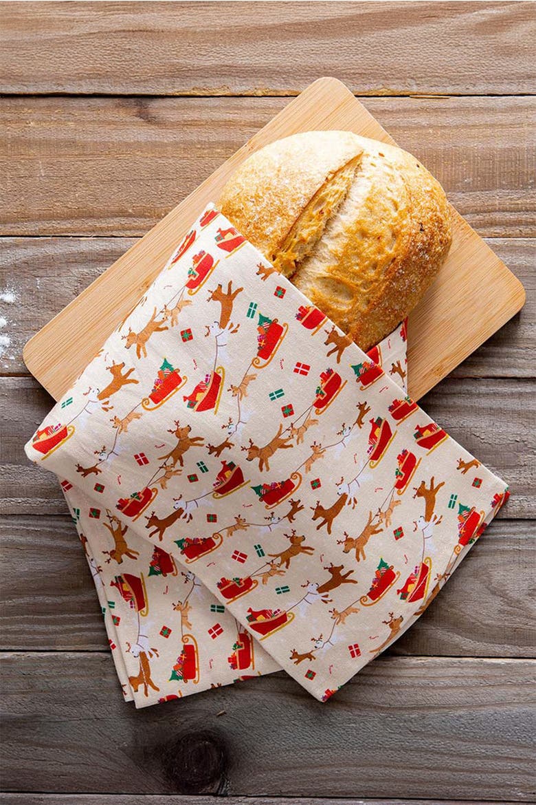 Dog Kitchen Towels, Alternate, color, Reindogs & New Year Pawty