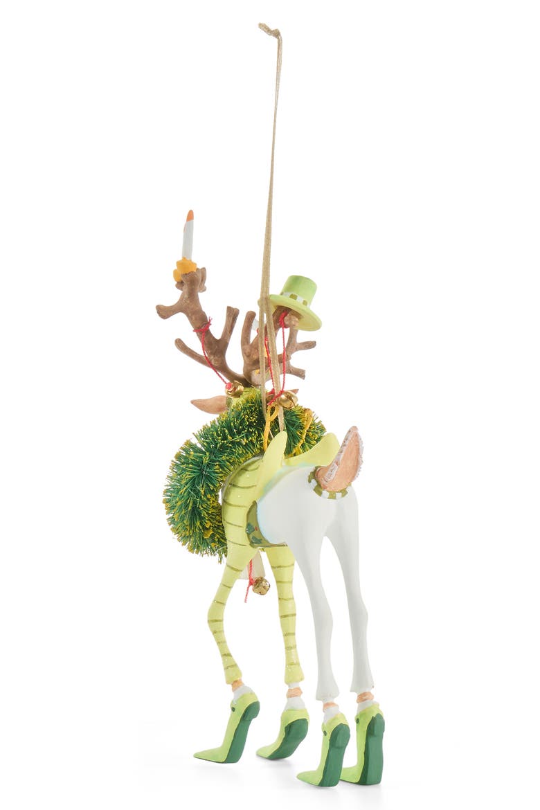 Patience Brewster Dash Away Prancer Ornament, Alternate, color, GREEN