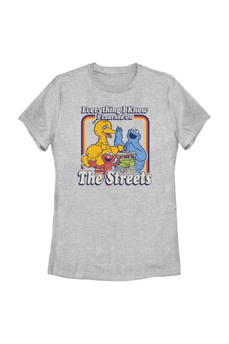 Women's Sesame Street Everything I Know I Learned on the Streets  Graphic T-Shirt, Main, color, Athletic Heather