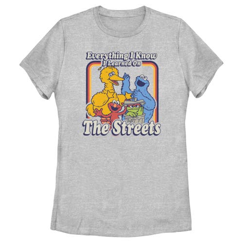Sesame Street Everything I Know I Learned On The Streets Graphic T-shirt In Gray