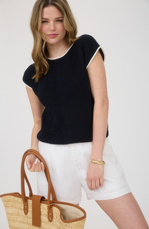 Blu Pepper Cap Sleeve Button Back Sweater