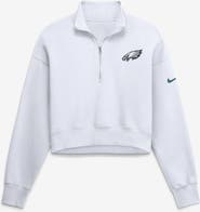 Nike Women's Nike White Philadelphia Eagles Oversized Phoenix Fleece Cropped Quarter-Zip Sweatshirt