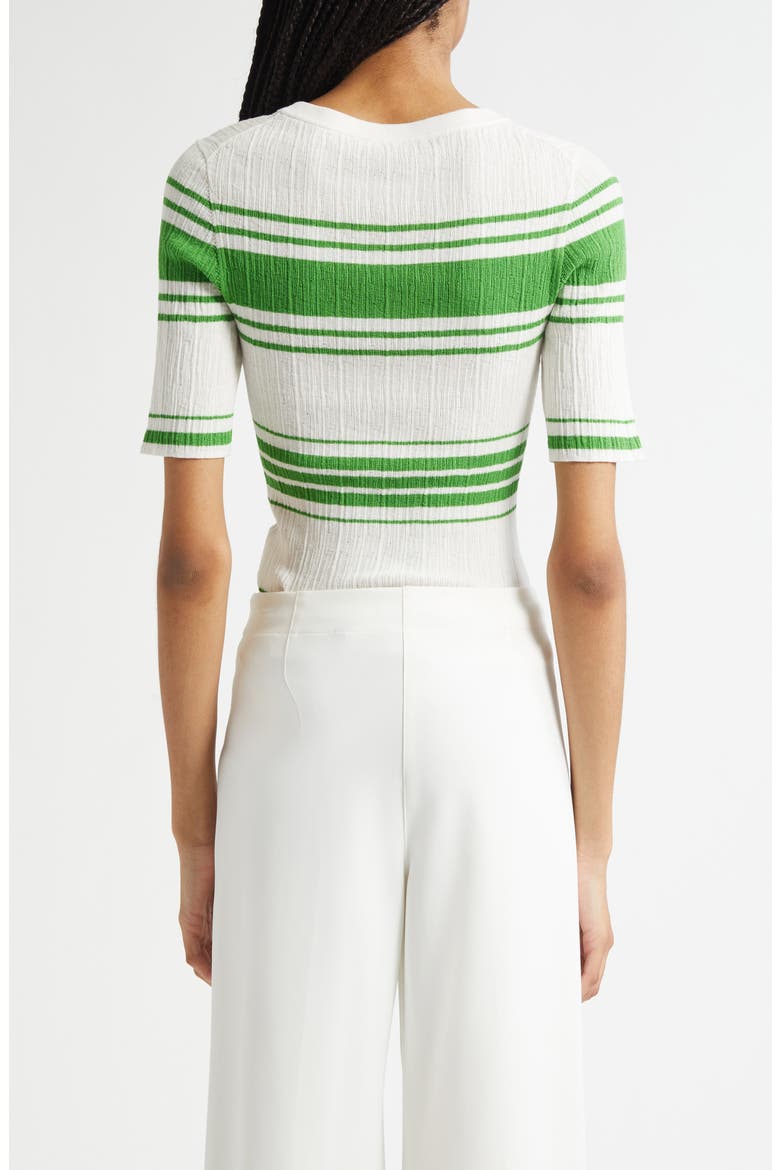 Jack Stripe Cotton Blend Knit Top, Alternate, color, BRIGHT WHITE/ BASIL