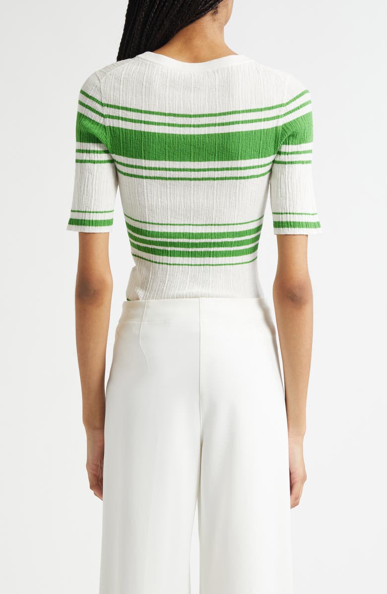 A.L.C. Jack Stripe Cotton Blend Knit Top, Alternate, color, Bright White/ Basil