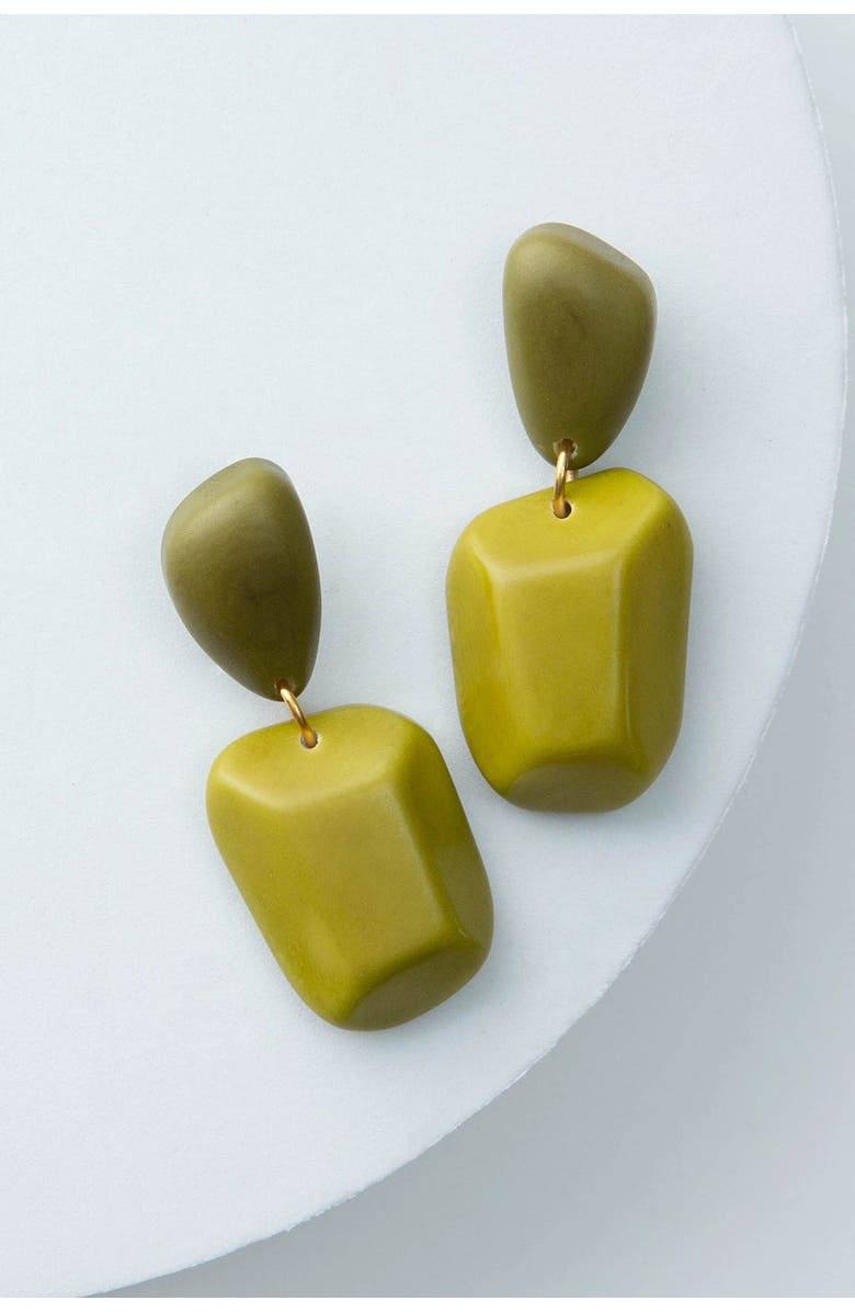 Noonday Kiwi Geo Earrings, Main, color, Green