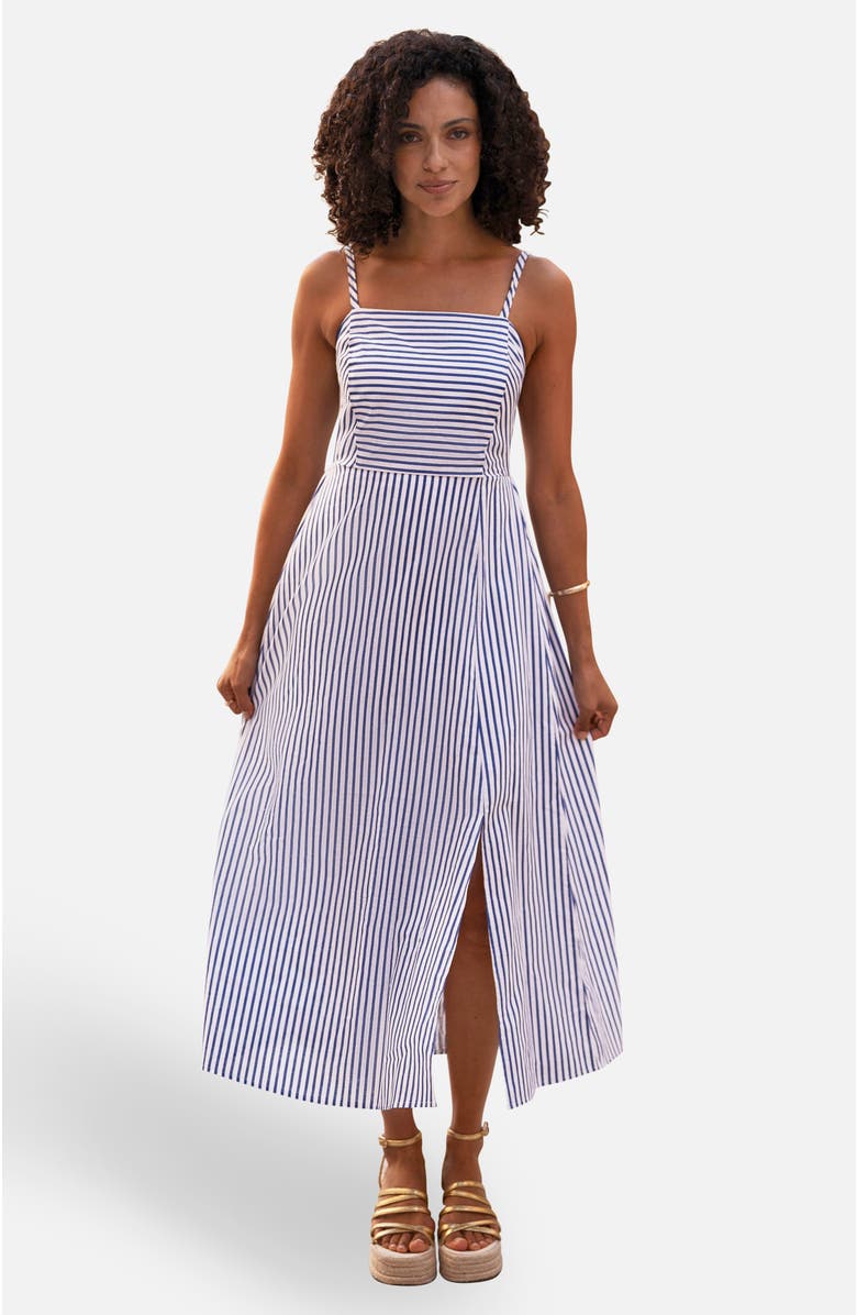 Yumi Cotton Midi Sun Dress, Main, color, Blue