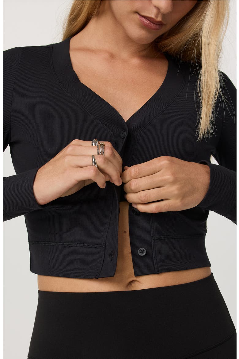 Pose Mini Cardigan, Alternate, color, BLACK