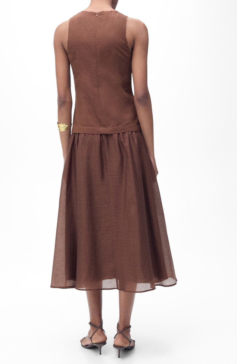 MANGO Sleeveless Midi Dress, Alternate, color, Brown