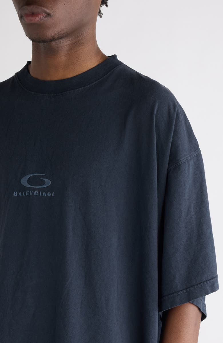 BALENCIAGA ネイビー Tシャツ XL Balenciaga - Oversized Logo-Print Cotton-Jersey T-Shirt - Men