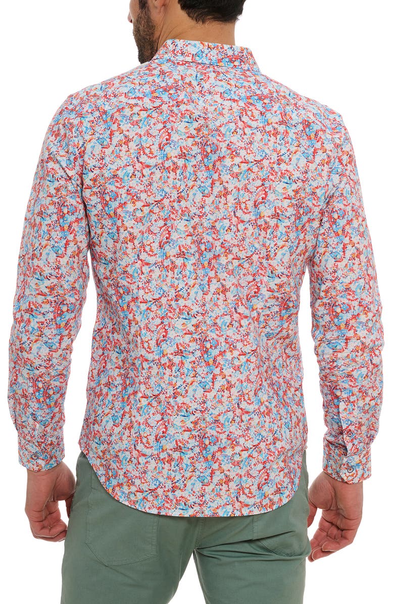 Robert Graham Kamari Tailored Fit Paisley Cotton Button-Up Shirt, Alternate, color, 