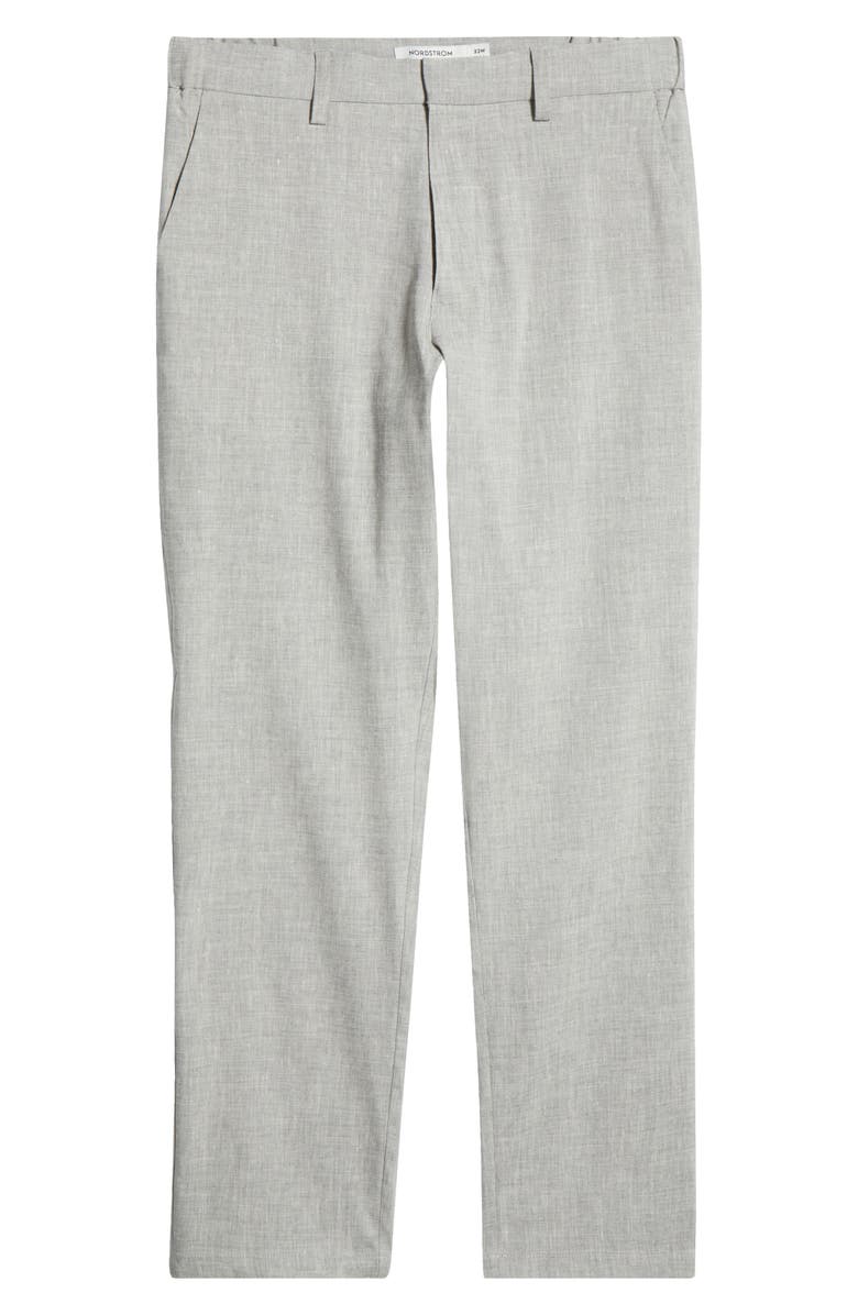 Nordstrom Flat Front Linen Blend Chinos, Alternate, color, Grey Ultimate- White