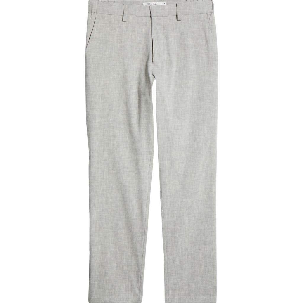 Nordstrom Flat Front Linen Blend Chinos In Grey Ultimate- White