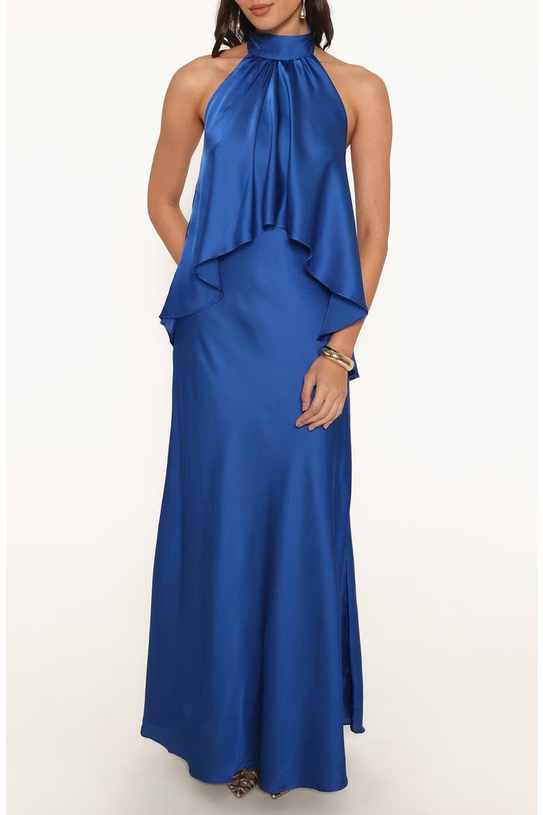 Nyomi Tiered High Neck Maxi Dress, Main, color, COBALT BLUE
