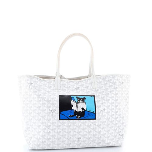 Pre-owned Goyard  Goyard Saint Louis Tote Printed Coated Canvas Pm In White