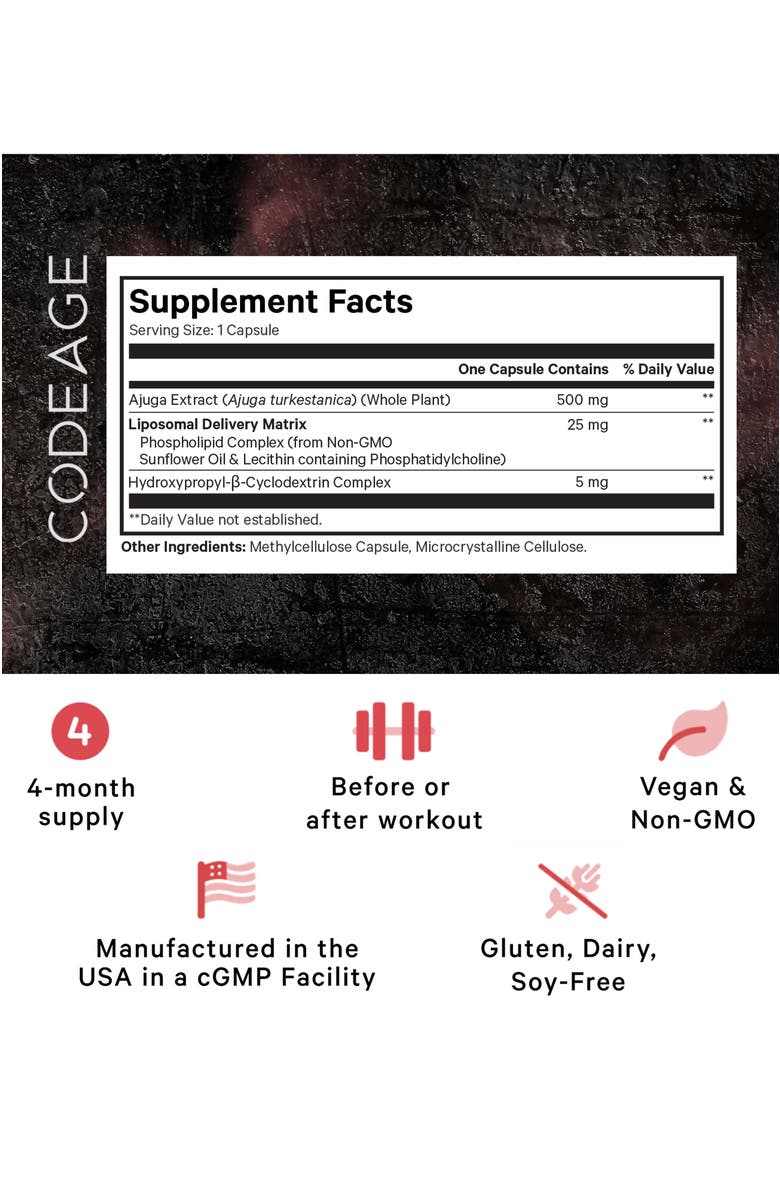 Codeage Liposomal Turkesterone 500 mg Supplement, Alternate, color, White