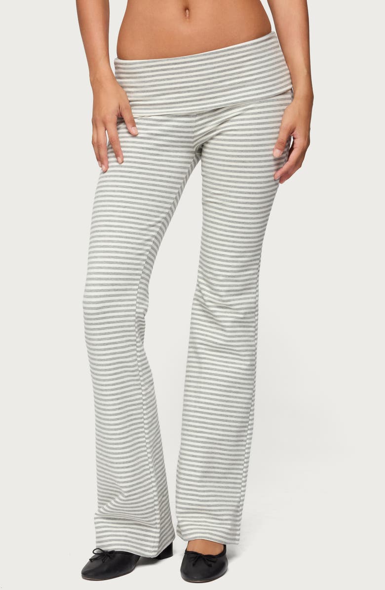 EDIKTED Kaeli Stripe Flare Pants, Main, color, Gray-And-White