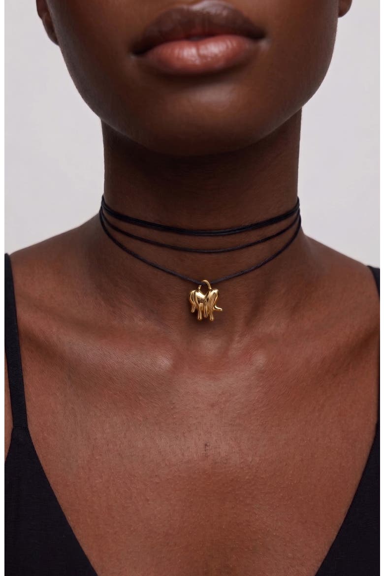 Loff Mini Cord Necklace in Gold and Black, Alternate, color, Gold / Black