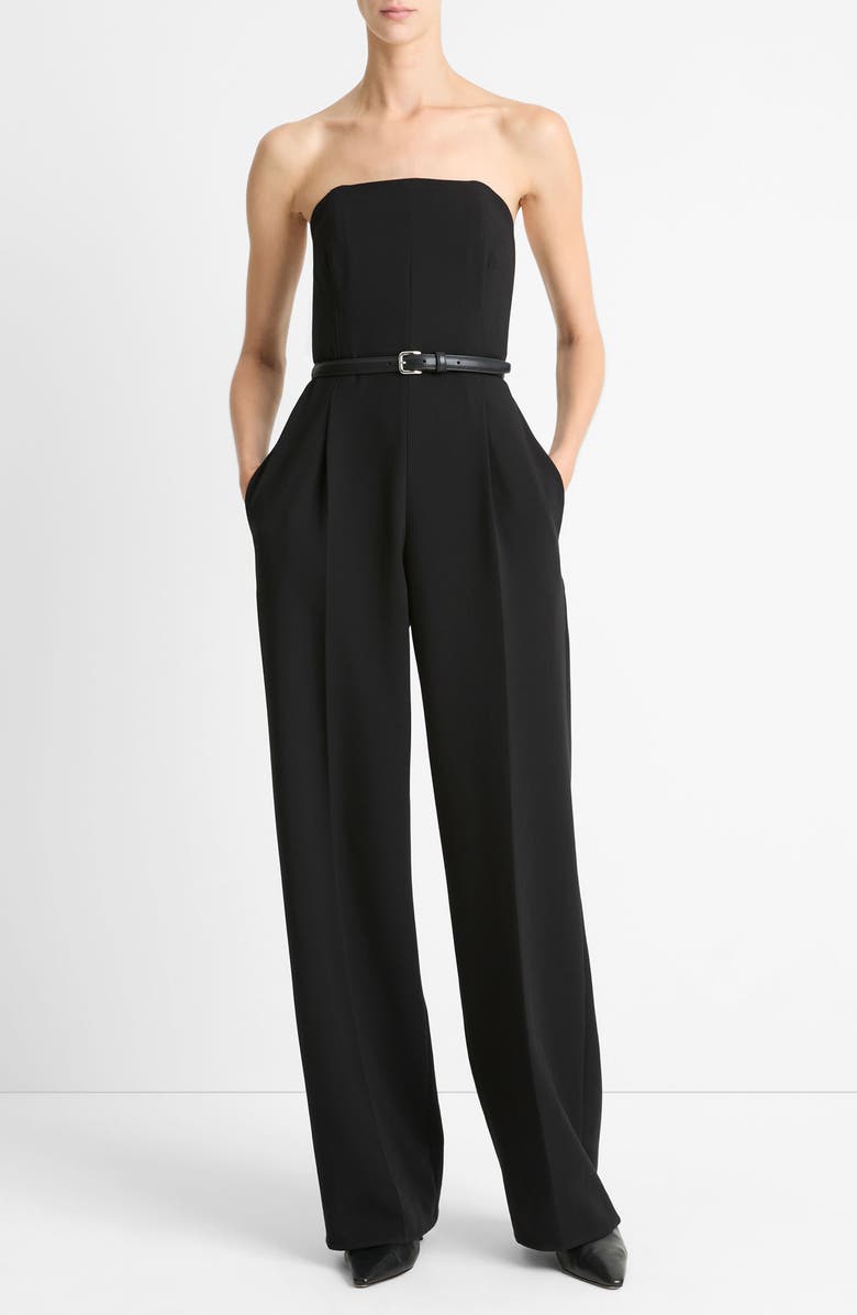 Vince STRAPLESS JUMPSUIT, Alternate, color, Black