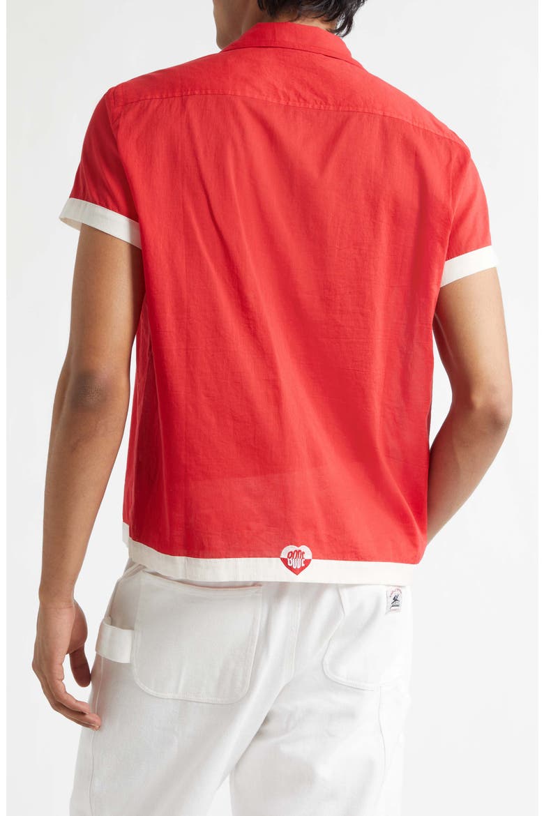 Heart Deco Cotton Voile Camp Shirt, Alternate, color, RED WHITE