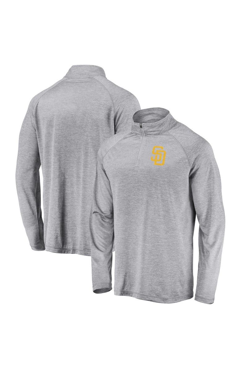 FANATICS Men's Fanatics Branded Gray San Diego Padres Primary Logo Quarter-Zip Raglan Jacket, Alternate, color,