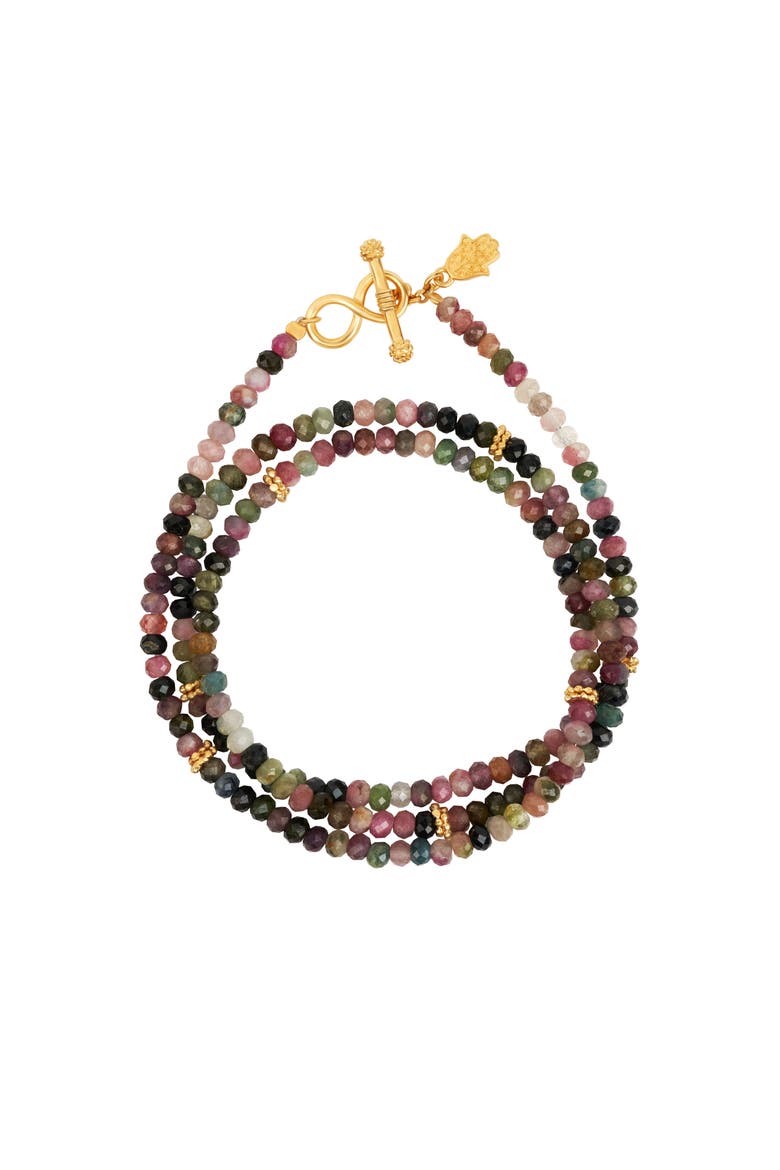Infinite Aspiration Tourmaline Wrap Bracelet, Main, color, Pink/yellow/grey/green/purple