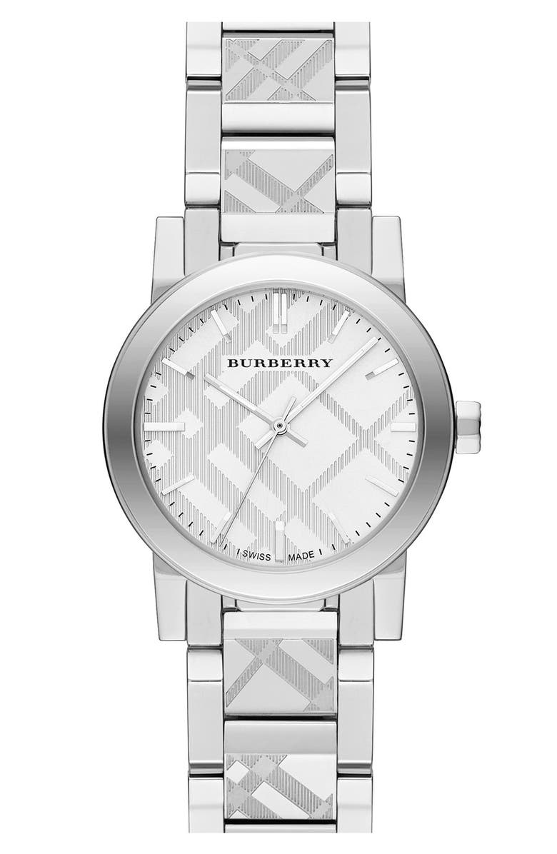 Burberry Check Stamped Bracelet Watch, 26mm, Main, color,