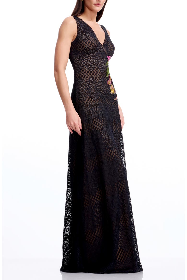 Baylor Floral Embroidery Sleeveless Dress, Alternate, color, BLACK MULTI