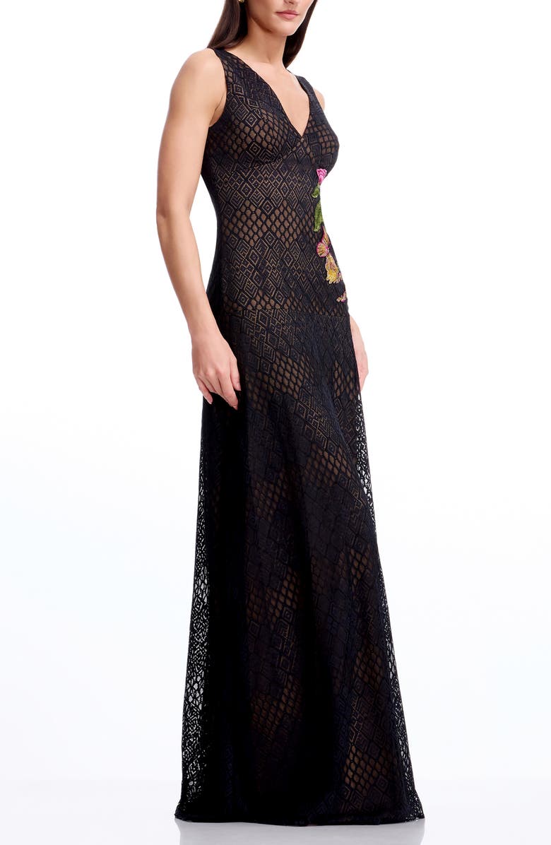 Dress the Population Baylor Floral Embroidery Sleeveless Dress, Alternate, color, Black Multi