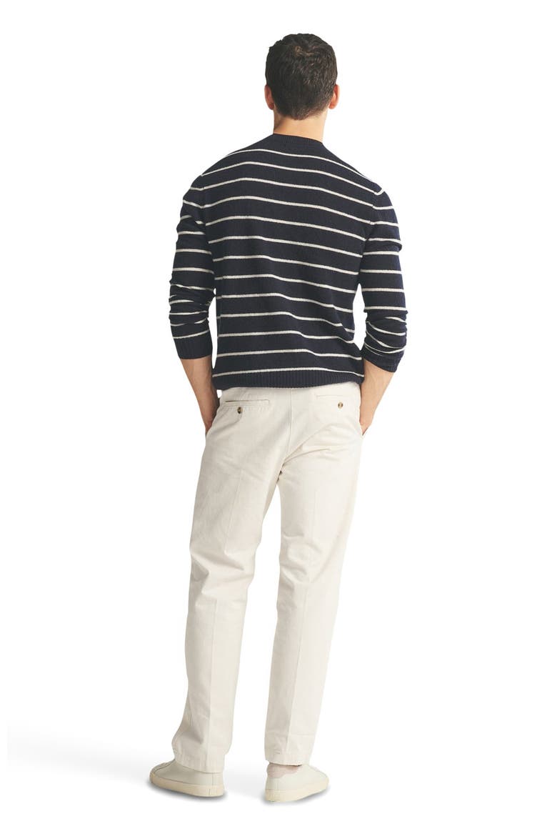 Lightweight Cashmere Striped Crewneck, Alternate, color, Navy Combo