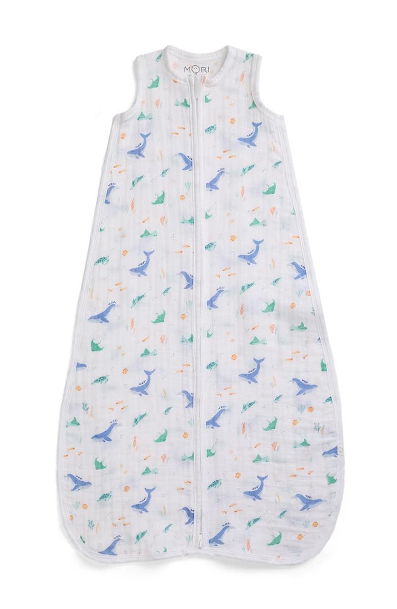 MORI Muslin Front Opening Sleeping Bag 0.5 TOG, Main, color, Ocean & Cloud Dancer