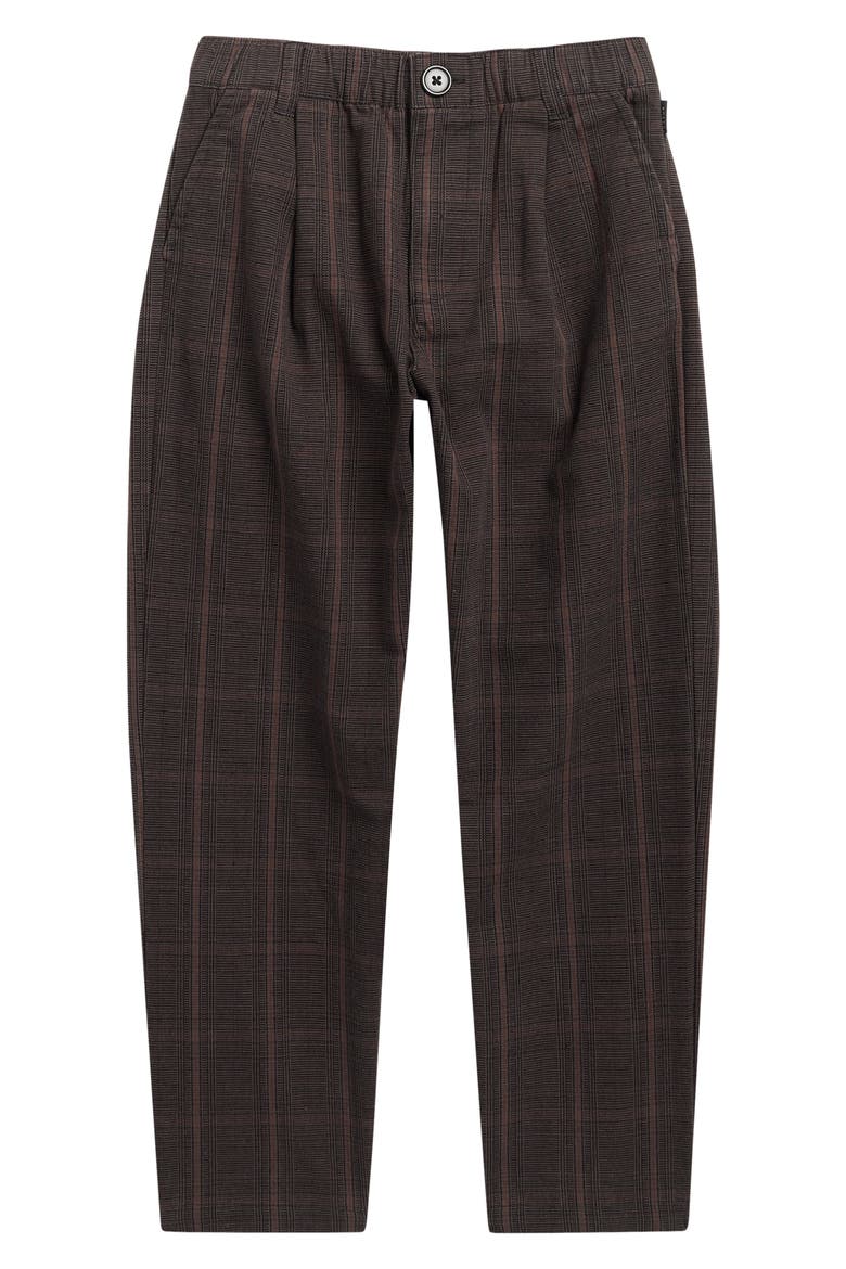 Kids' Sylas Plaid Stretch Cotton Pants, Main, color, BLACK