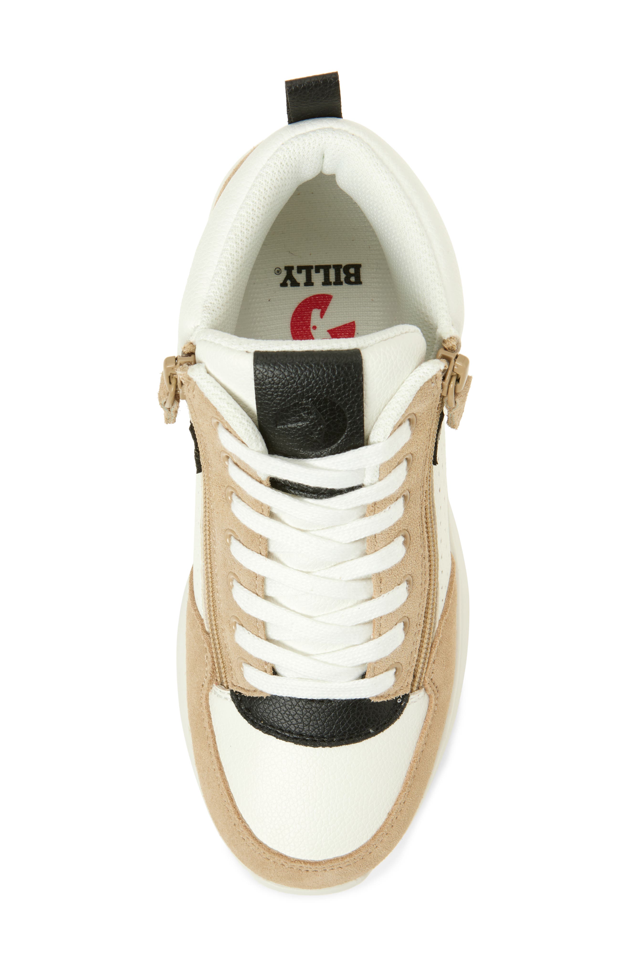 BILLY Footwear Comfort Double Zip High Top Sneaker, Alternate, color, White/ Black