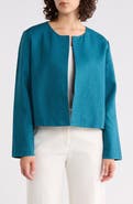 Eileen Fisher Round Neck Quilted Silk Jacket