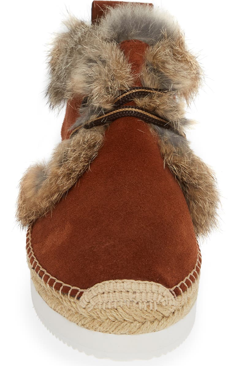 See by Chloé Glyn Genuine Shearling Lace-Up Espadrille, Alternate, color,