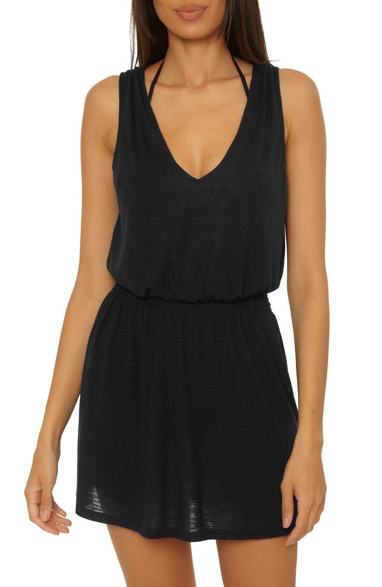 Becca Breezy Basics Cover-Up Mini Sundress, Main, color, Black