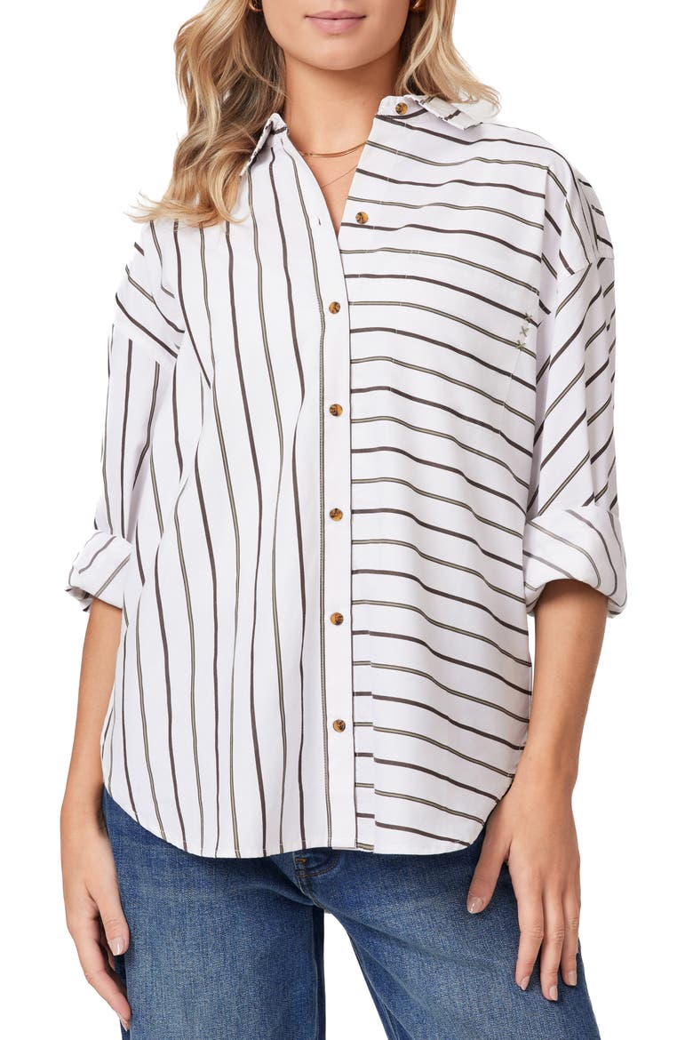 Oversize Button-Up Shirt, Main, color, SUGAR SWIZZLE STRIPE