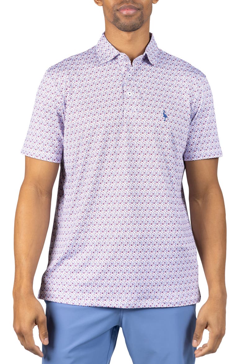 Floral Chain Print Performance Polo, Main, color, RED