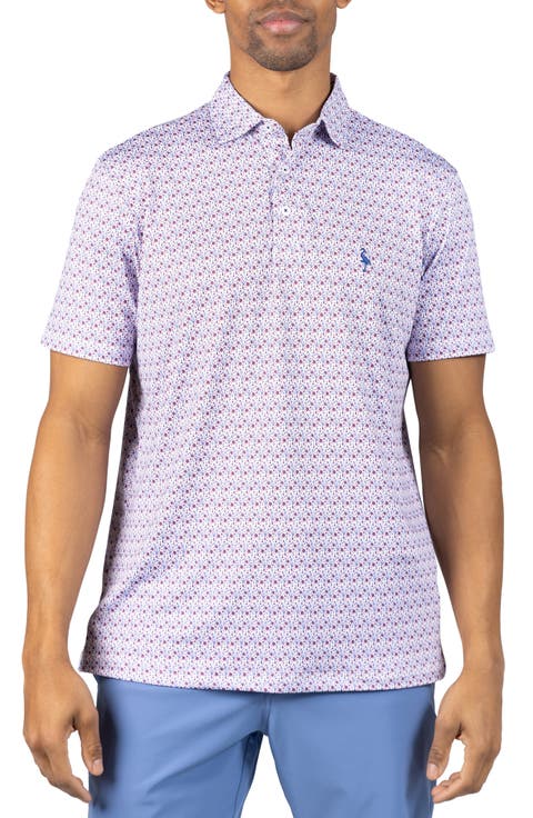 Floral Chain Print Performance Polo
