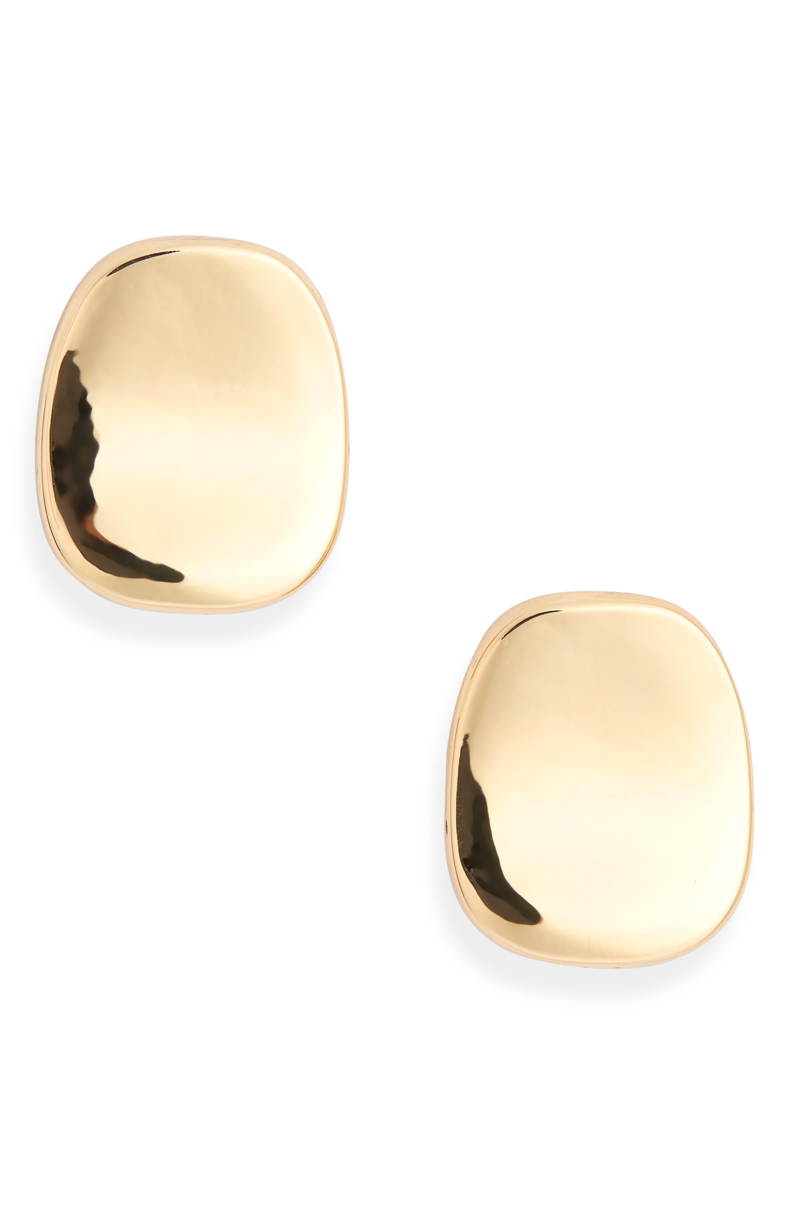 Flat Round Stud Earrings
