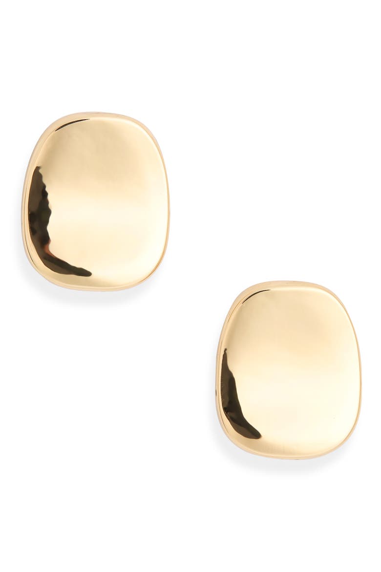 Flat Round Stud Earrings, Main, color, GOLD