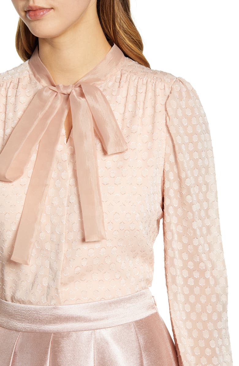 Rachel Parcell Textured Dot Bow Blouse, Alternate, color,