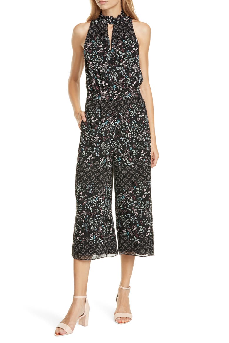 Marcila Hazel High Neck Wide Leg Jumpsuit, Main, color, BLACK