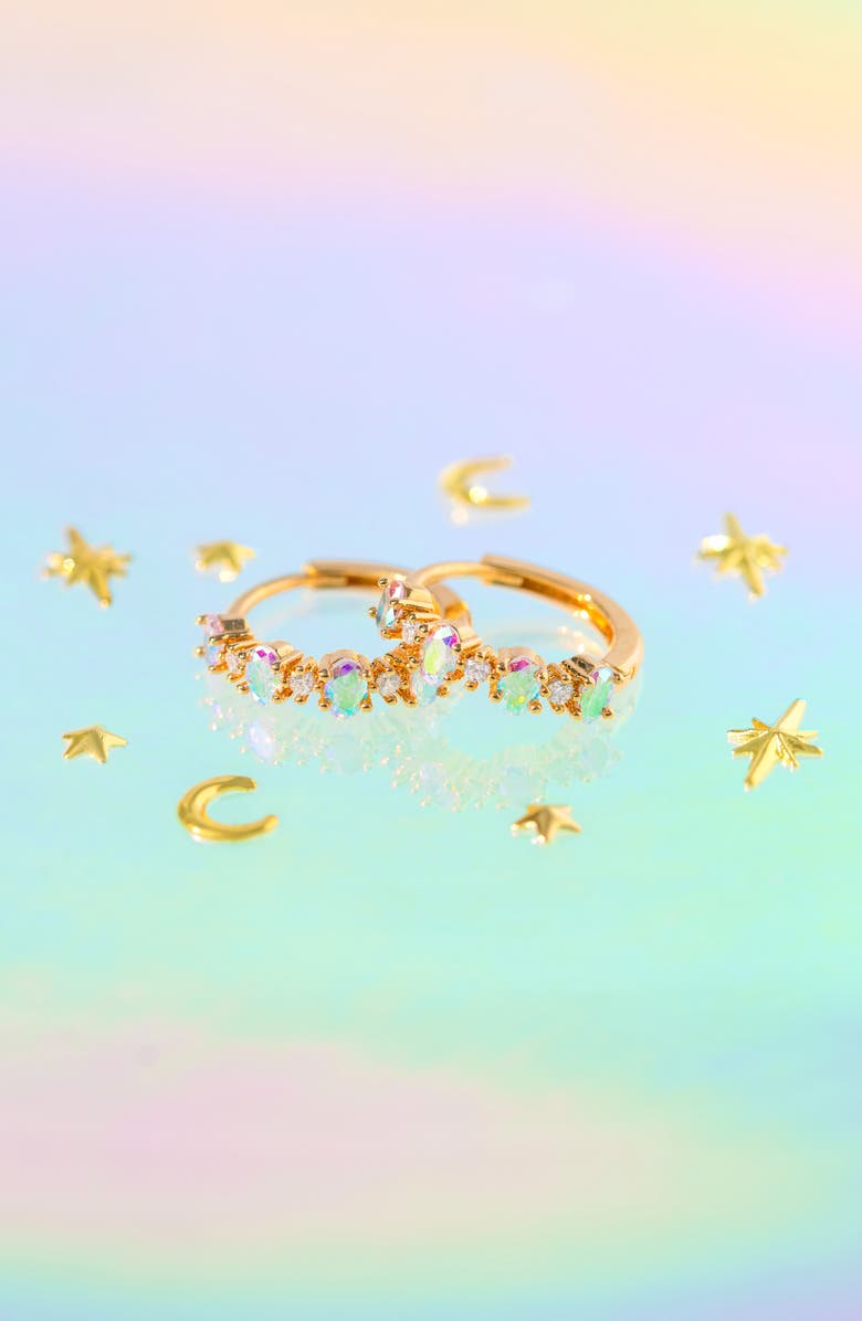Girls Crew Iridescent Galaxy Huggie Hoope Earrings, Alternate, color, Gold