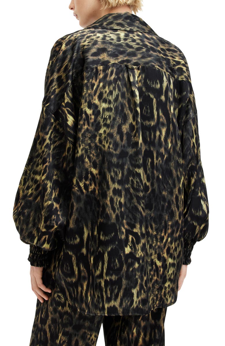 AllSaints Charli Relaxed Fit Satin Button-Up Shirt, Alternate, color, Jinx Golden Brown